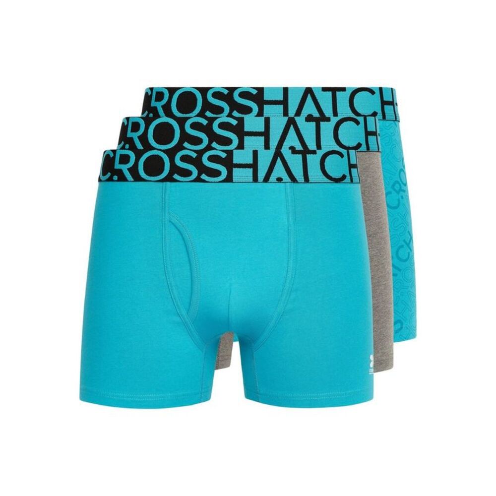 Crosshatch Mens Typan Boxer Shorts (Pack of 3) / Teal
